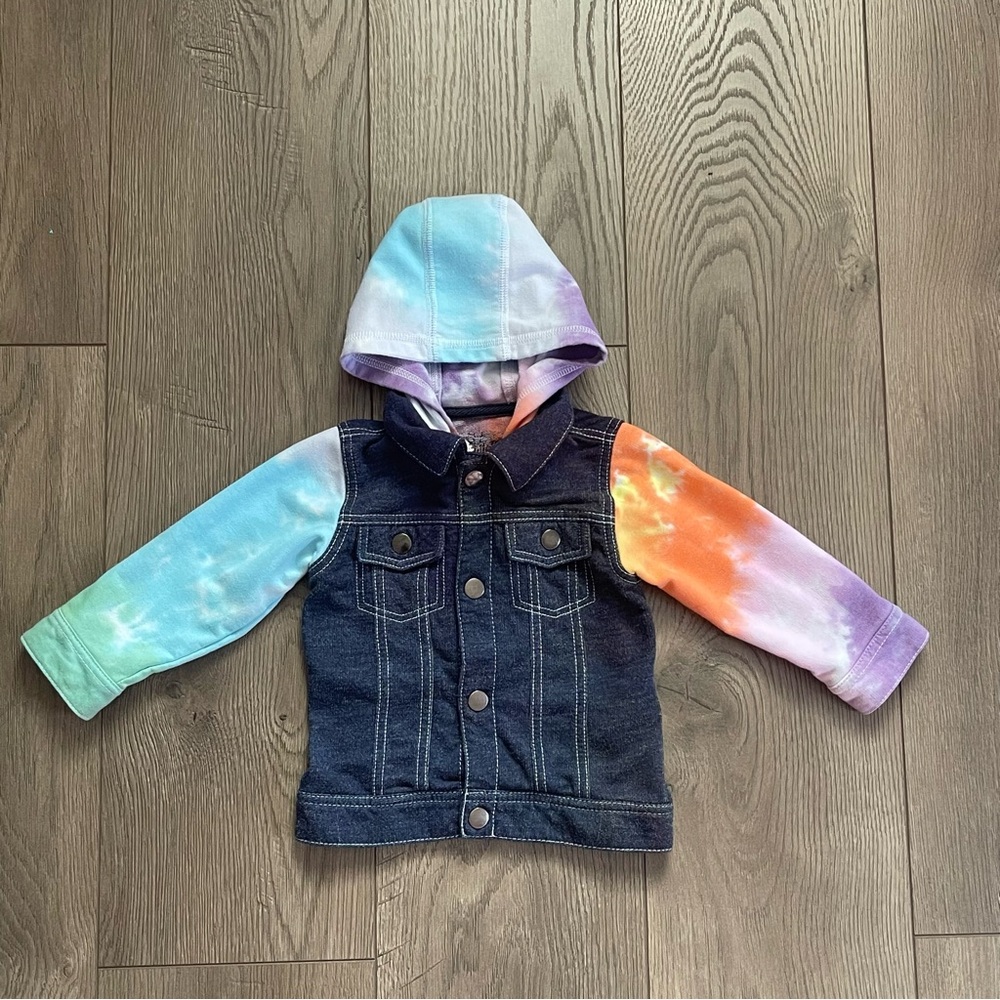 Kapital K Tie Dye Knit Denim Full Zip 12m Baby Hooded Jacket